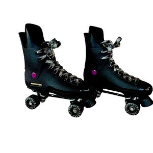 Black Roller Skates with Purple Accents Size 8